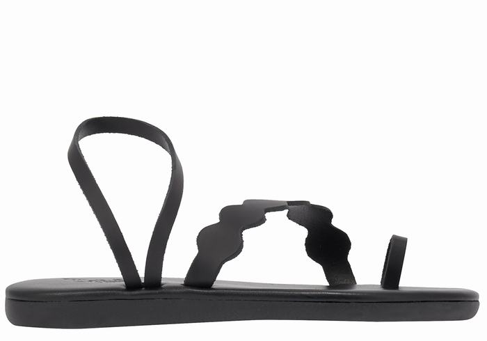 Women Ancient Greek Sandals Koralia Toe-Post Sandals Black | CDN9220NA