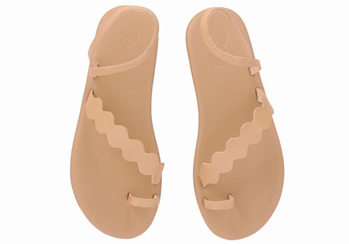 Women Ancient Greek Sandals Koralia Toe-Post Sandals Beige | VGD9542CB