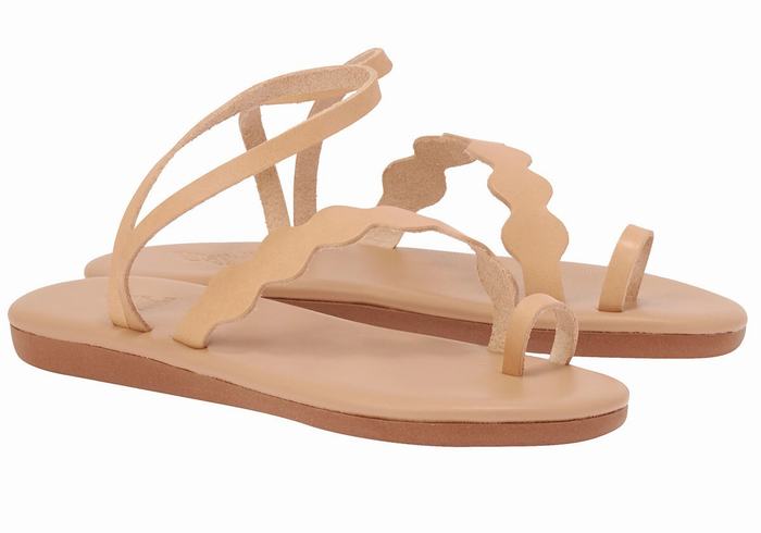 Women Ancient Greek Sandals Koralia Toe-Post Sandals Beige | VGD9542CB