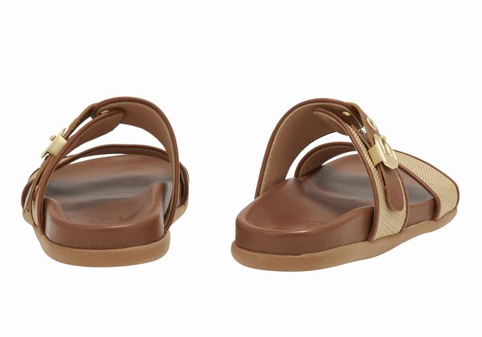 Women Ancient Greek Sandals Latria Slide Sandals Beige Brown | OHE7045DC