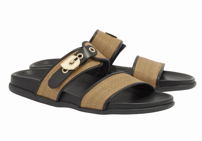 Women Ancient Greek Sandals Latria Slide Sandals Brown Black | QGZ1259ZC