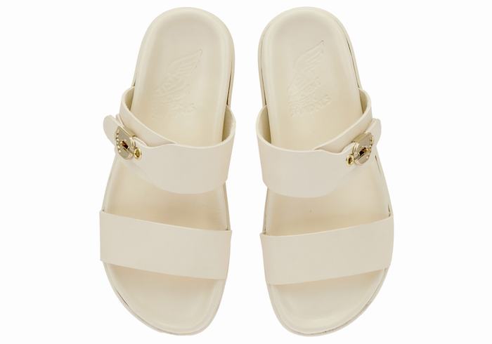 Women Ancient Greek Sandals Latria Slide Sandals White | KFU3261NF