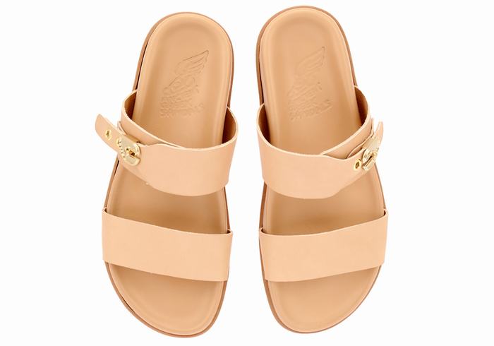 Women Ancient Greek Sandals Latria Slide Sandals Beige | TGS8547ZK