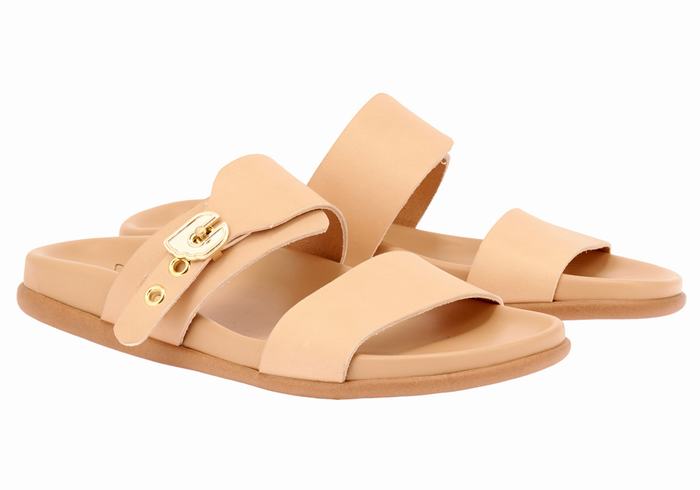 Women Ancient Greek Sandals Latria Slide Sandals Beige | TGS8547ZK