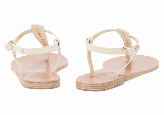 Women Ancient Greek Sandals Lito Bee Back-Strap Sandals White | IKG9922KW