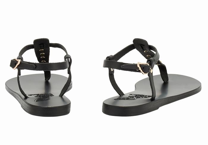 Women Ancient Greek Sandals Lito Bee Back-Strap Sandals Black | HWX4325SK