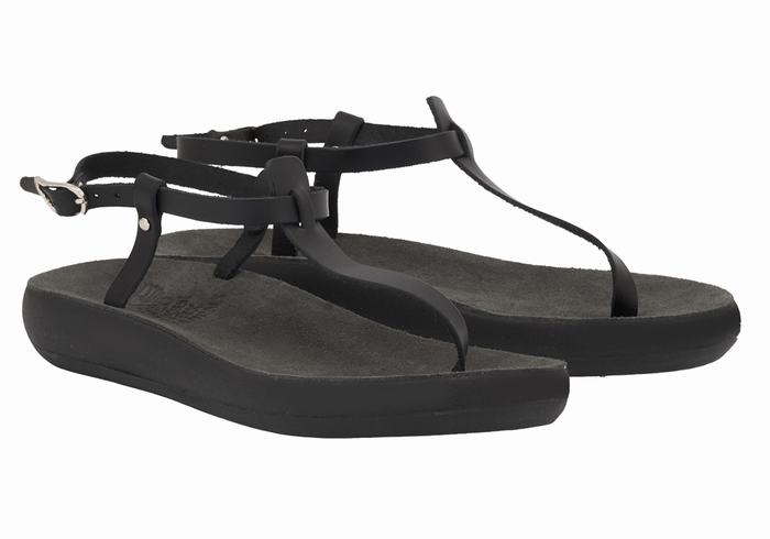 Women Ancient Greek Sandals Lito Comfort Back-Strap Sandals Black | VNF5764KK