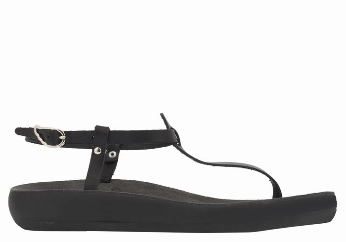 Women Ancient Greek Sandals Lito Comfort Back-Strap Sandals Black | VNF5764KK