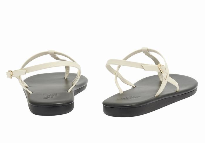 Women Ancient Greek Sandals Lito Flip Flop Back-Strap Sandals White | HTD3315NJ