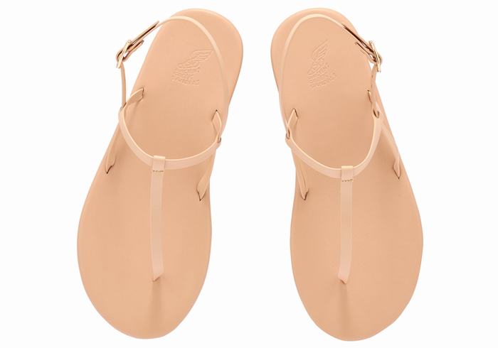 Women Ancient Greek Sandals Lito Flip Flop Back-Strap Sandals Beige | PHH1718TO