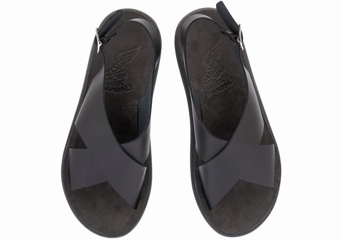 Women Ancient Greek Sandals Maria Comfort Platform Sandals Black | RSV8276CT