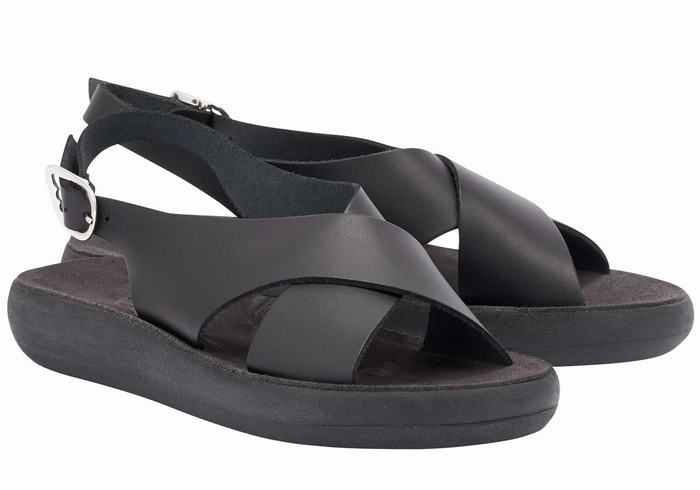 Women Ancient Greek Sandals Maria Comfort Platform Sandals Black | RSV8276CT