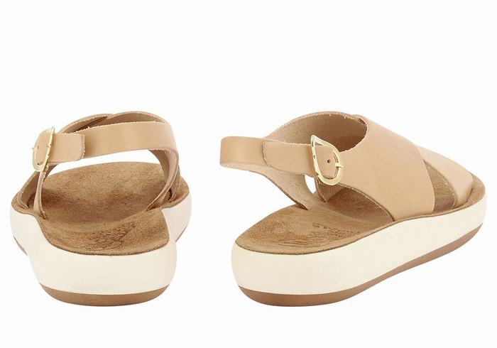 Women Ancient Greek Sandals Maria Comfort Platform Sandals Beige | KVQ832VJ