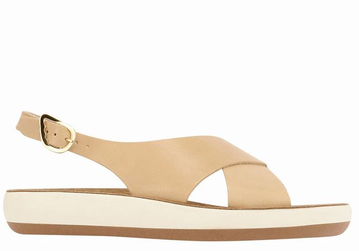 Women Ancient Greek Sandals Maria Comfort Platform Sandals Beige | KVQ832VJ