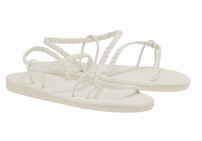 Women Ancient Greek Sandals Maya Braided Sandals White | VIR970PQ