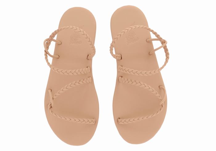 Women Ancient Greek Sandals Maya Braided Sandals Beige | OBX9031NJ