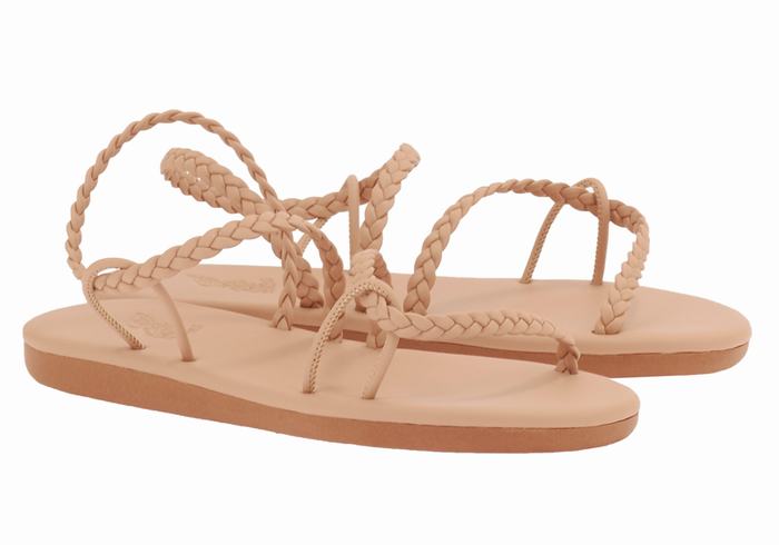 Women Ancient Greek Sandals Maya Braided Sandals Beige | OBX9031NJ