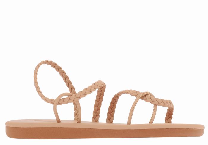 Women Ancient Greek Sandals Maya Braided Sandals Beige | OBX9031NJ