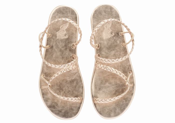 Women Ancient Greek Sandals Maya Braided Sandals Rose Gold | DZH1899ZO