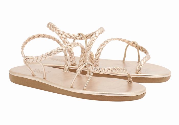 Women Ancient Greek Sandals Maya Braided Sandals Rose Gold | DZH1899ZO