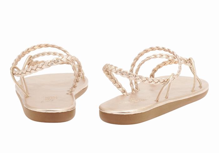 Women Ancient Greek Sandals Maya Braided Sandals Rose Gold | DZH1899ZO