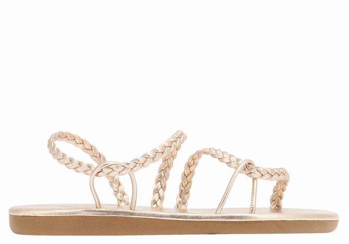 Women Ancient Greek Sandals Maya Braided Sandals Rose Gold | DZH1899ZO