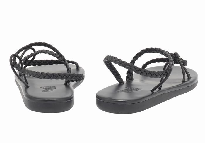 Women Ancient Greek Sandals Maya Braided Sandals Black | SPA83100QU