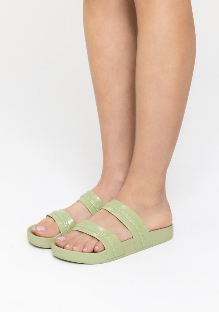 Women Ancient Greek Sandals Meli Slide Sandals Green | MEH3743FZ