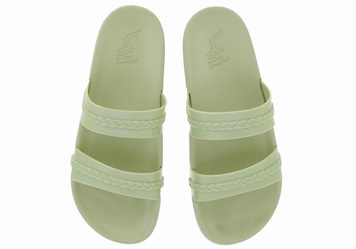 Women Ancient Greek Sandals Meli Slide Sandals Green | MEH3743FZ