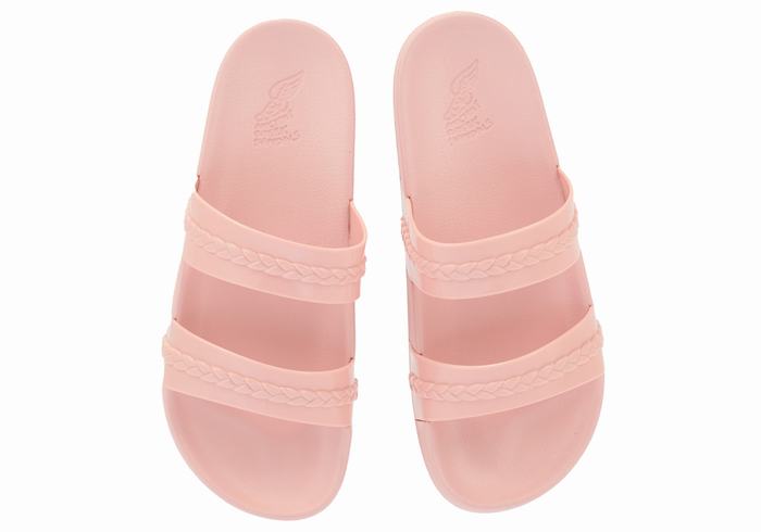 Women Ancient Greek Sandals Meli Slide Sandals Pink | ZUP392PD