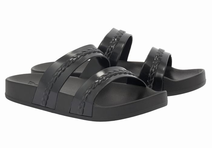 Women Ancient Greek Sandals Meli Slide Sandals Black | BZV535AD