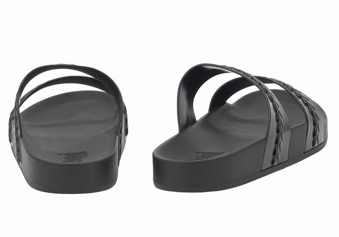 Women Ancient Greek Sandals Meli Slide Sandals Black | BZV535AD