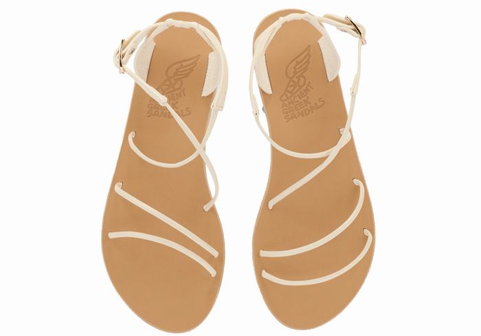 Women Ancient Greek Sandals Meloivia Ankle Strap Sandals White | MPJ7695TC