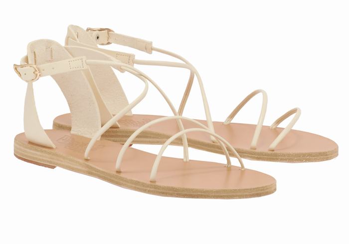 Women Ancient Greek Sandals Meloivia Ankle Strap Sandals White | MPJ7695TC