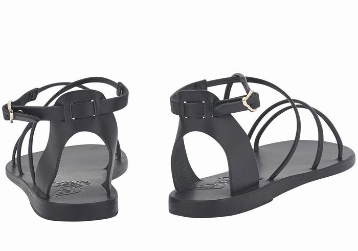 Women Ancient Greek Sandals Meloivia Ankle Strap Sandals Black | BLQ8829LT