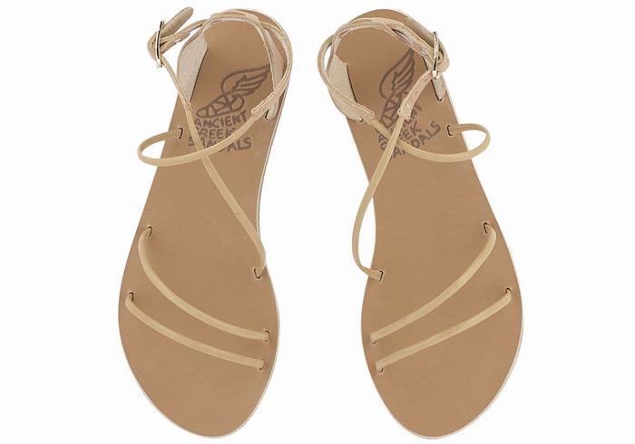 Women Ancient Greek Sandals Meloivia Ankle Strap Sandals Beige | SFX6527WT