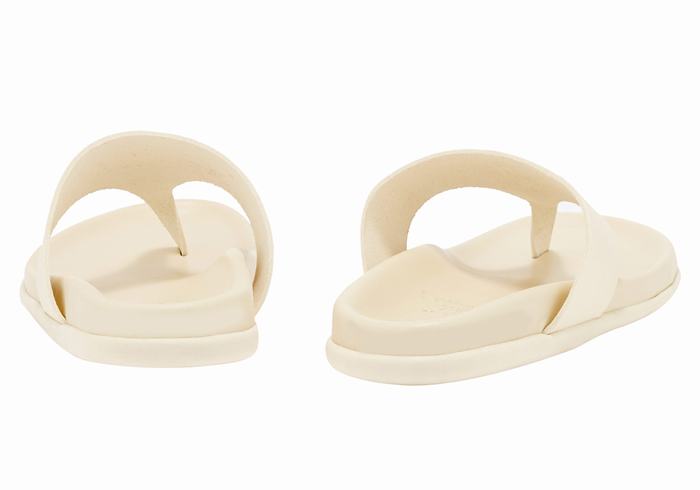 Women Ancient Greek Sandals Mera Footbed Flip Flops White | YOH3813EZ