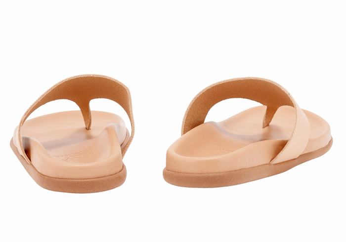 Women Ancient Greek Sandals Mera Footbed Flip Flops Beige | ZNK3379AP