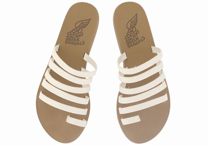 Women Ancient Greek Sandals Niki Leather Toe-Post Sandals White | WKJ601JK