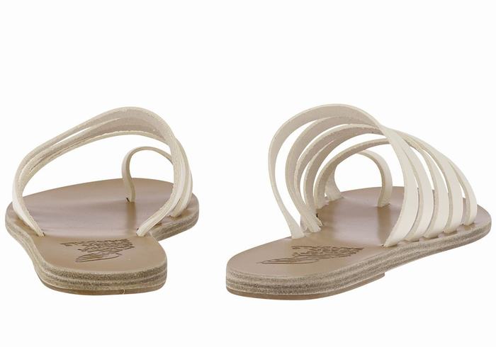 Women Ancient Greek Sandals Niki Leather Toe-Post Sandals White | WKJ601JK