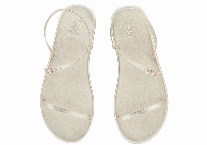 Women Ancient Greek Sandals Niove Back-Strap Sandals Gold White | QQZ5163TY