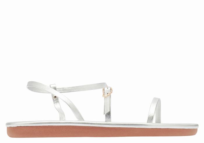 Women Ancient Greek Sandals Niove Back-Strap Sandals Silver | DBO6656JT