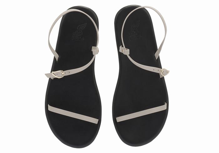 Women Ancient Greek Sandals Niove Back-Strap Sandals Grey Brown | KQZ3747QG