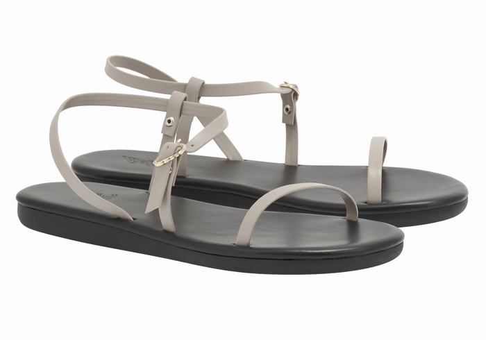 Women Ancient Greek Sandals Niove Back-Strap Sandals Grey Brown | KQZ3747QG