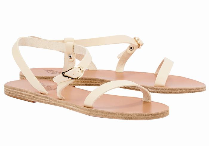 Women Ancient Greek Sandals Niove Leather Back-Strap Sandals White | QUM9545HH