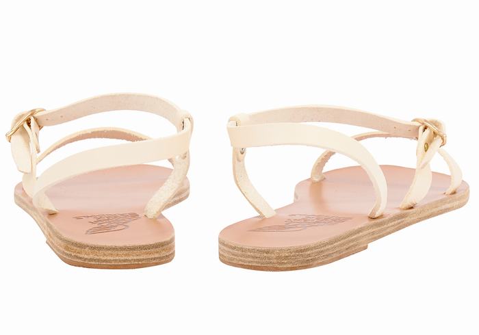 Women Ancient Greek Sandals Niove Leather Back-Strap Sandals White | QUM9545HH