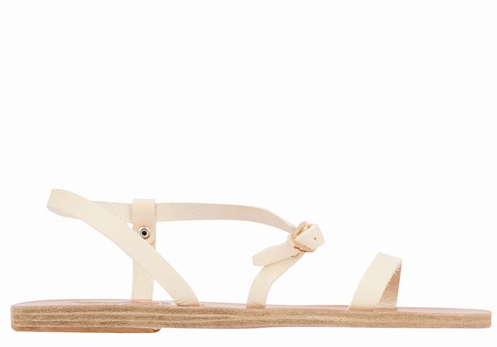 Women Ancient Greek Sandals Niove Leather Back-Strap Sandals White | QUM9545HH