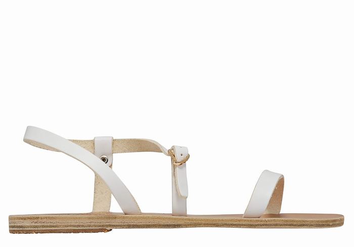 Women Ancient Greek Sandals Niove Leather Back-Strap Sandals White | UVG452AG