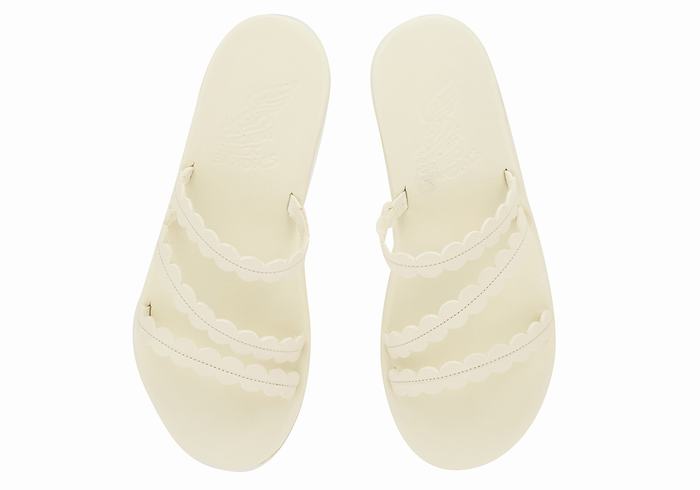 Women Ancient Greek Sandals Oceanis Slide Sandals White | AUM6718UQ