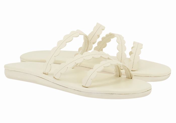 Women Ancient Greek Sandals Oceanis Slide Sandals White | AUM6718UQ